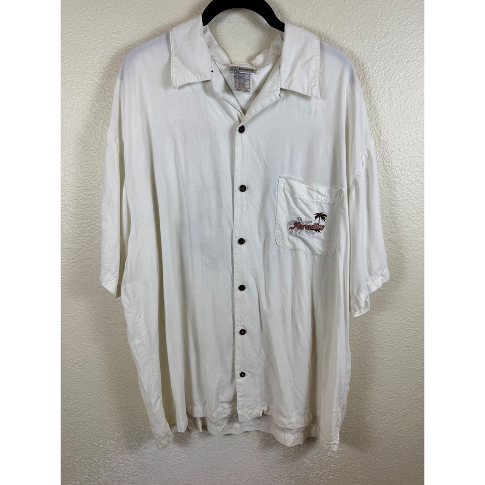 Disneyland Resort Mickey Mouse Island Paradise Mens XL White Button Up Shirt